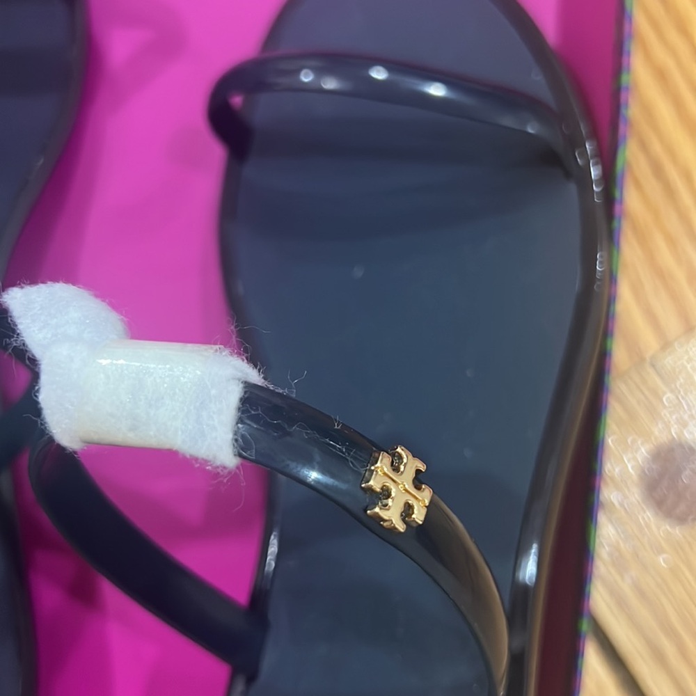 Tory Burch two-band jelly slide-shiny sandal, navy color, size 6, new with tag - Picture 3 of 7